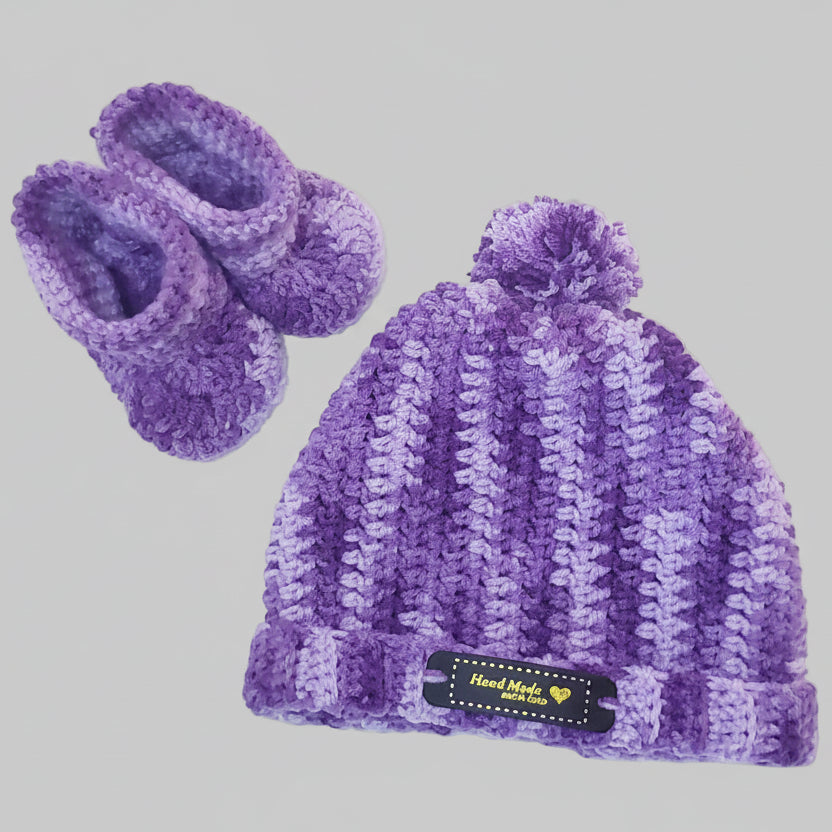 Crochet Baby Booties & Hat Set