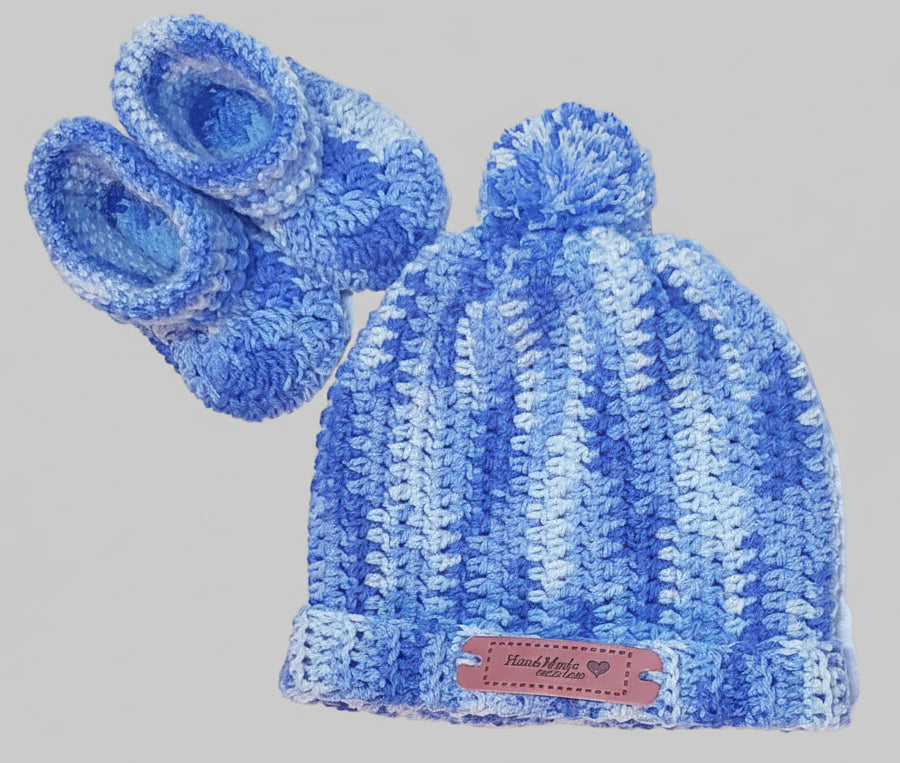 Crochet Baby Booties & Hat Set