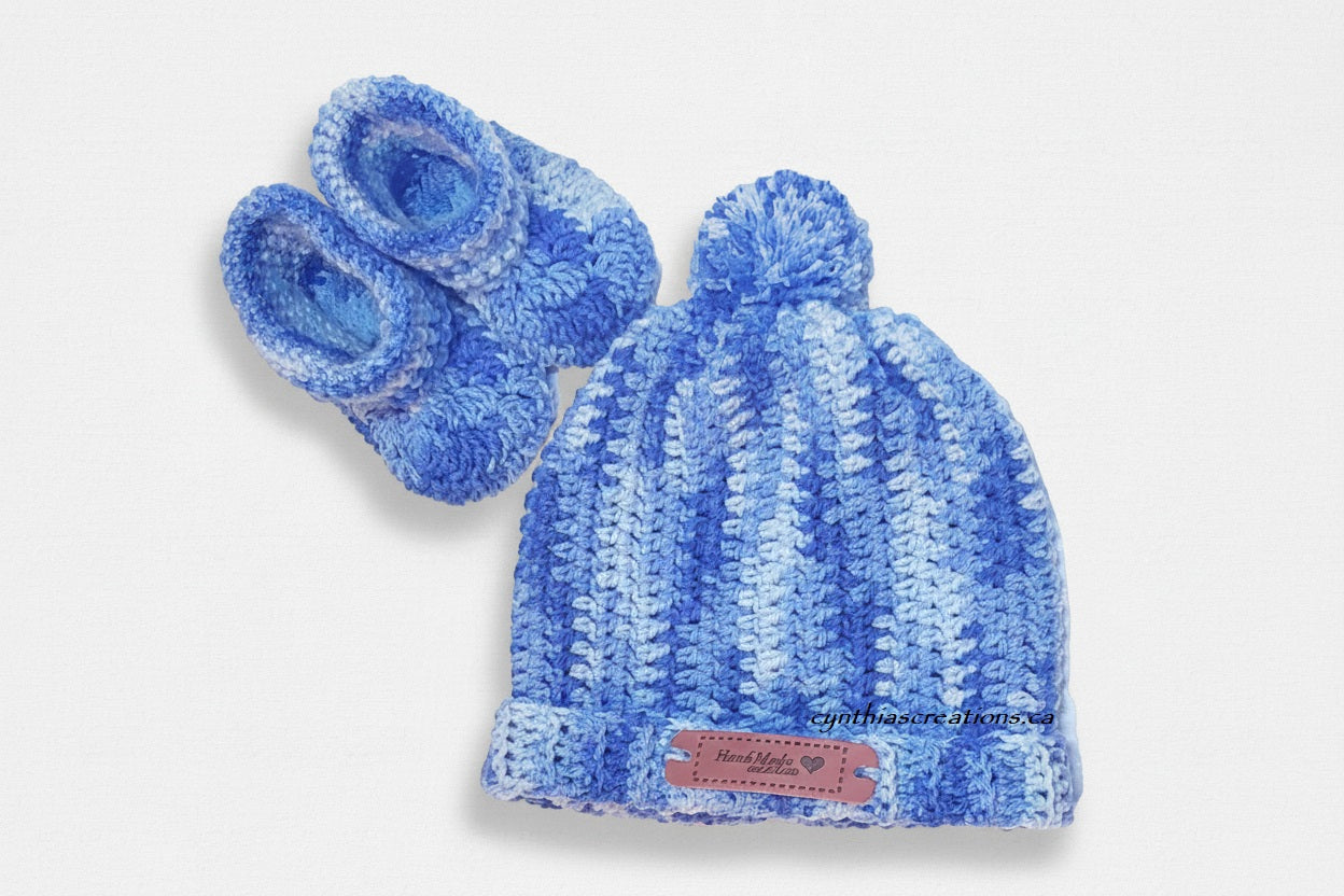 Crochet Baby Booties & Hat Set