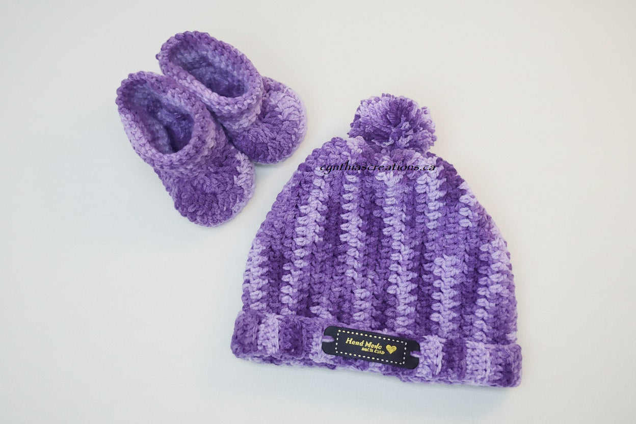Crochet Baby Booties & Hat Set