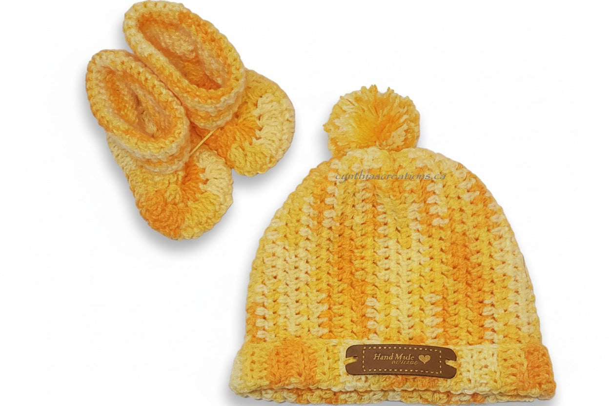 Crochet Baby Booties & Hat Set